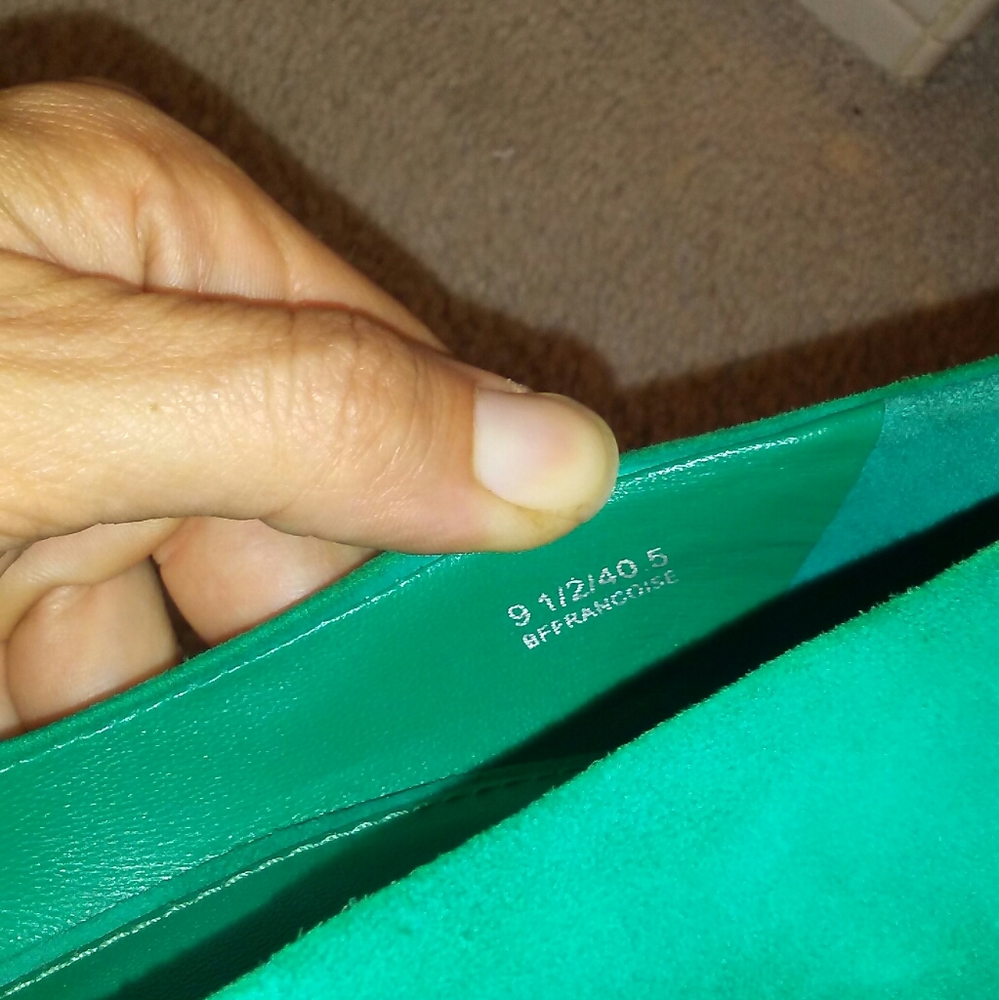 Teal suede and blue rhinestones heels - Picture 8 of 8
